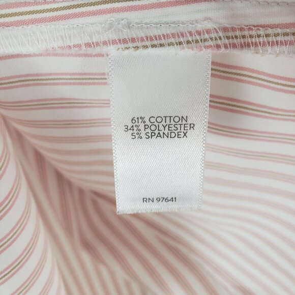J Jill Button Up Johnny Collar Top Pink Stripe Stretch Cotton Blend Size Small - Picture 6 of 7